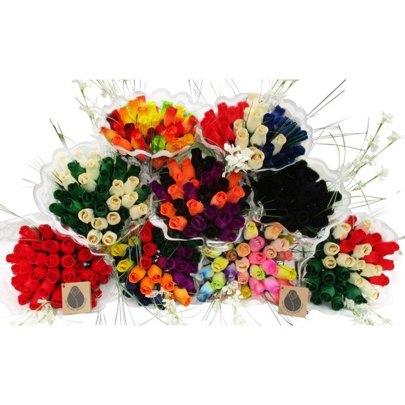 2 Dozen Spring Easter Wooden Rose Bouquet - Picture 9 of 10